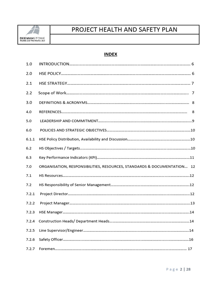 Project Health and Safety Plan Overview | PDF | Personal Protective ...