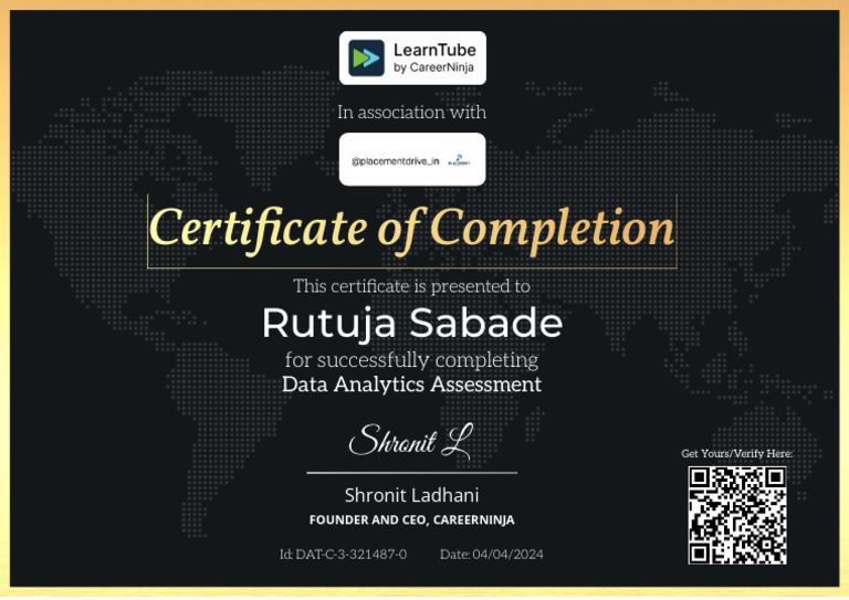 Data Analytics Assessment Certificate | PDF