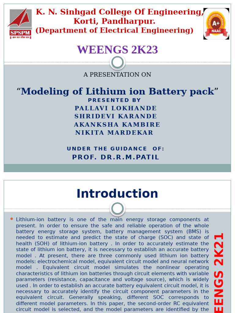Lithium-Ion Battery Modeling in MATLAB | PDF | Electrical Engineering ...