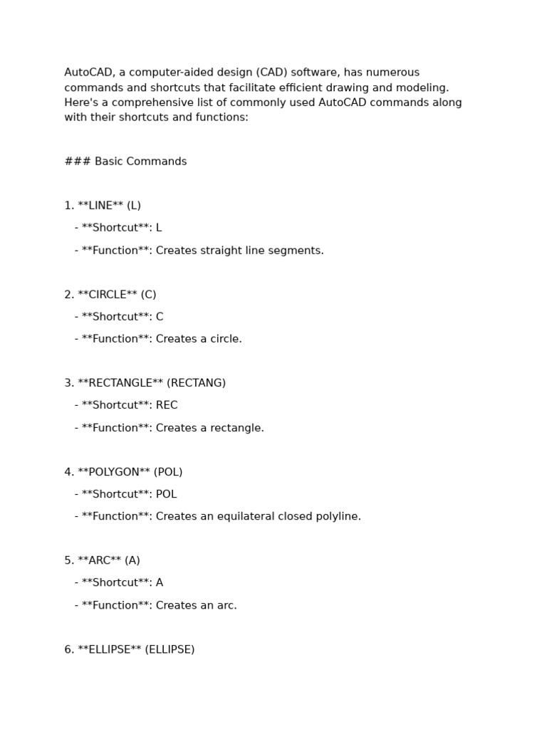 Essential AutoCAD Commands & Shortcuts | PDF | Area | Geometry