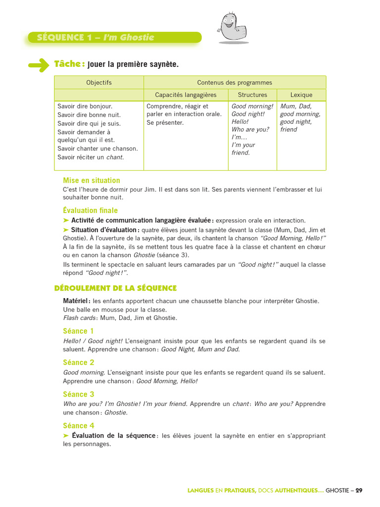 Saynète en anglais : saluer et chanter | PDF | Linguistique