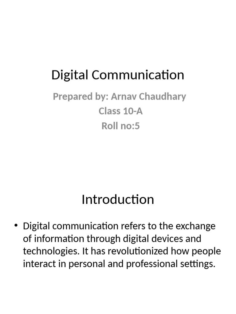 Digital Communication PPT Class10 | PDF