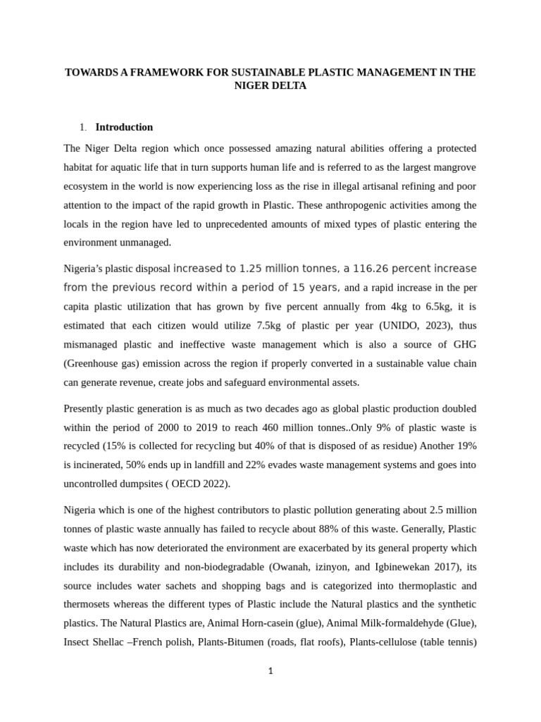 Sustainable Plastic Management in Niger Delta | PDF | Waste Management ...