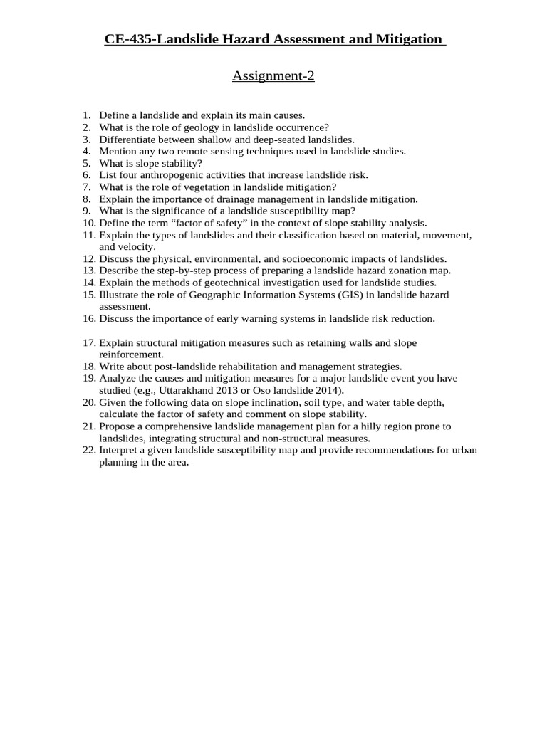 Landslide Hazard Assessment Guide | PDF