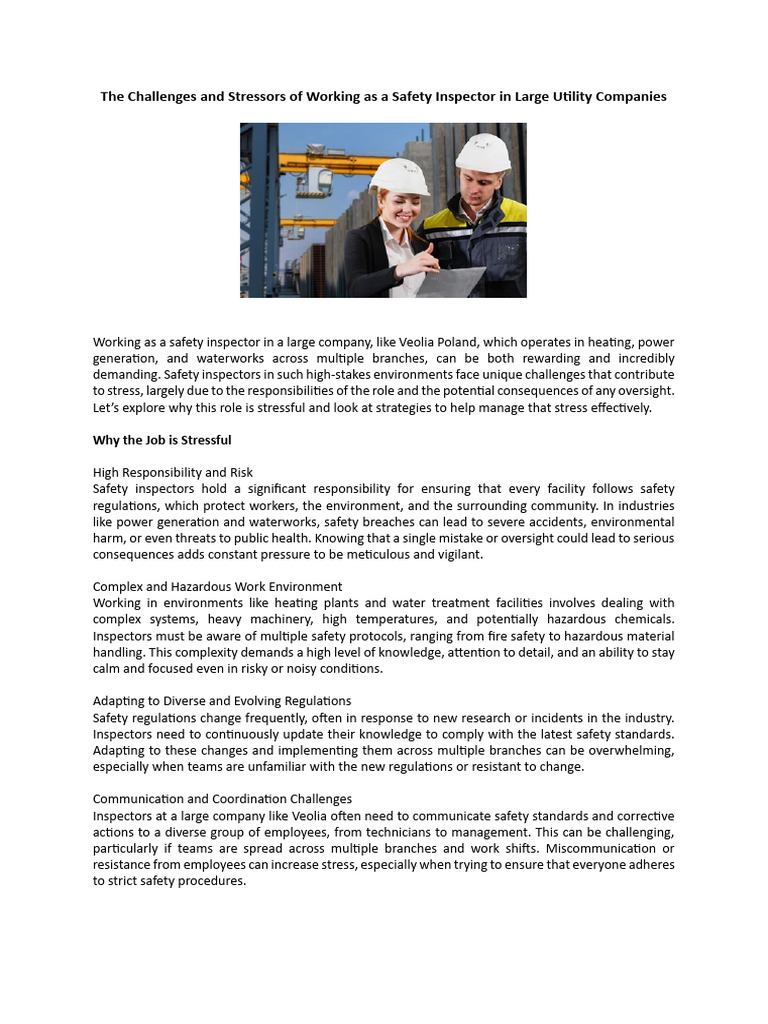 Stress Management for Safety Inspectors | PDF | Safety