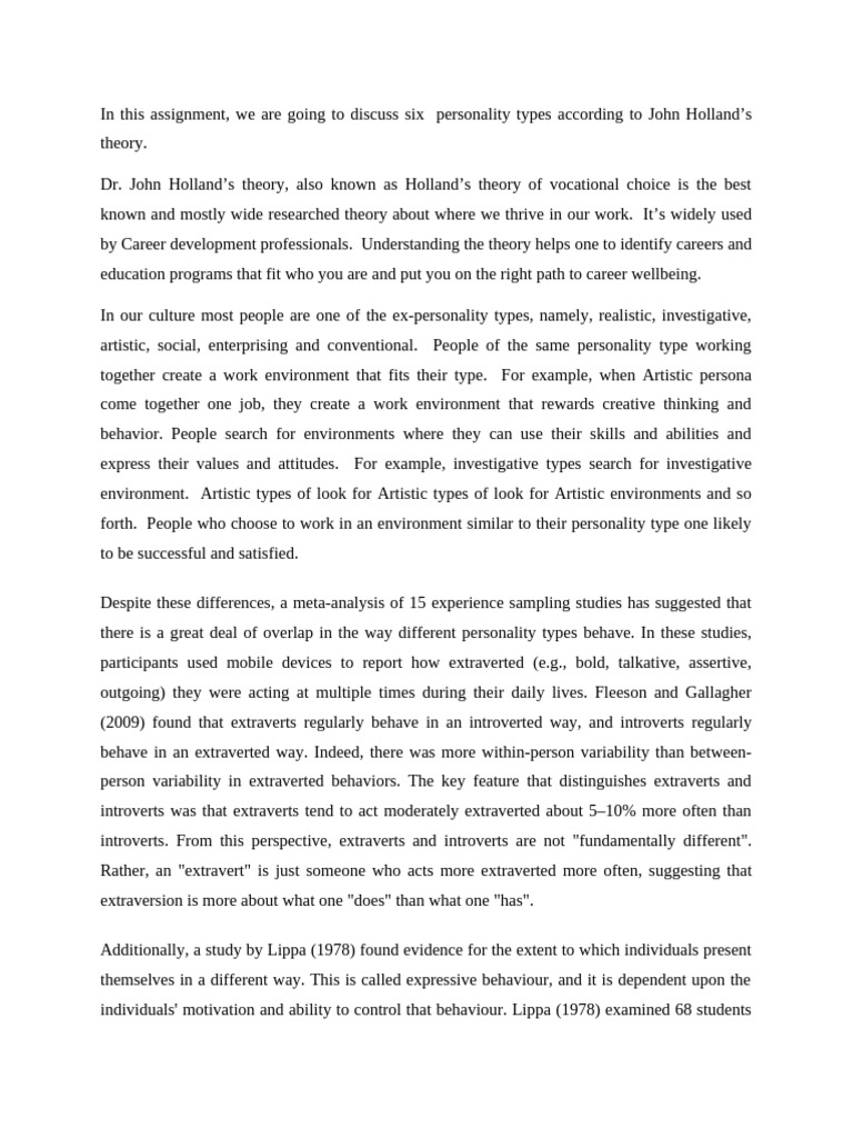 In This Assignment | PDF | Extraversion And Introversion | Personality Type