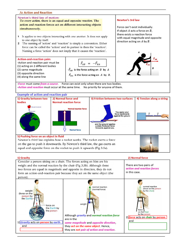 01 PhyZnote (3.5 Action Reaction) Qn240107 | PDF | Force | Physical ...