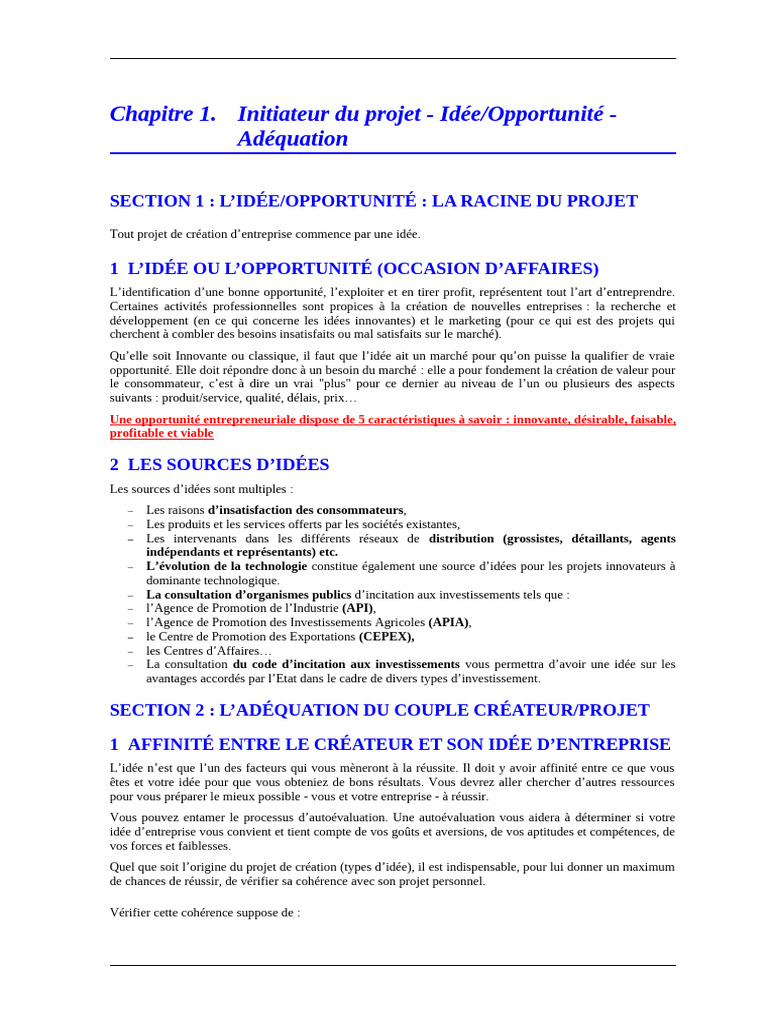 Opportunités et adéquation entrepreneuriale | PDF | Business ...