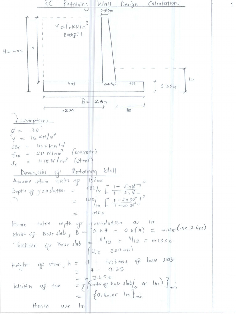 Retaining Wall Design | PDF