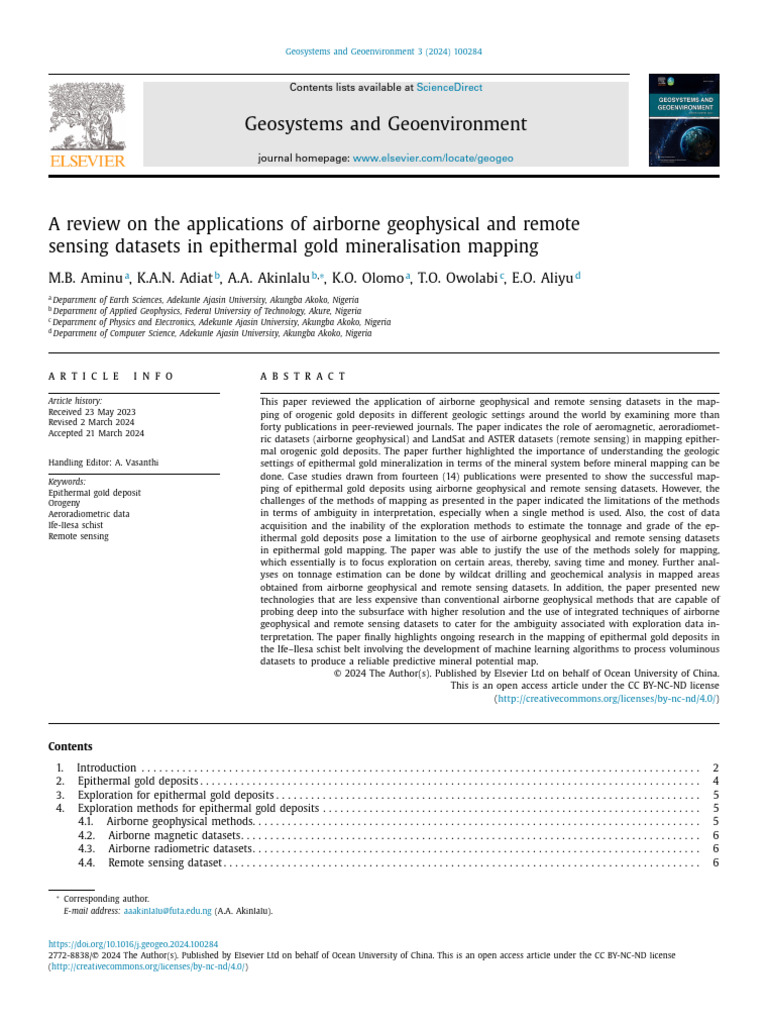Airborne Methods for Gold Mapping | PDF | Geophysics | Remote Sensing