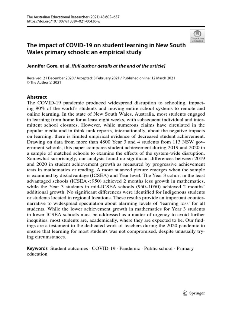COVID-19's Impact on NSW Student Learning | PDF