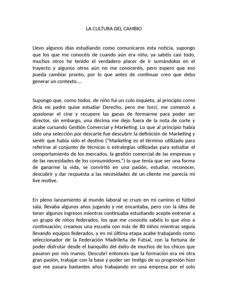 La Cultura Del Cambio | PDF | Marketing