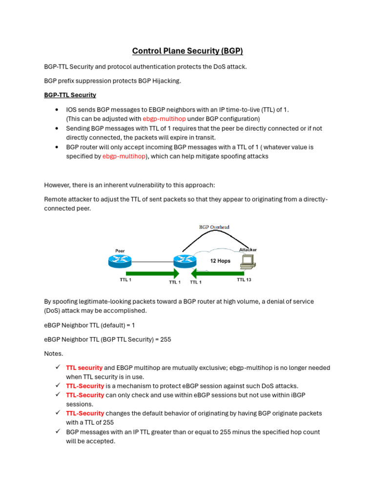 BGP Control Plane Security Measures | PDF | Denial Of Service Attack ...
