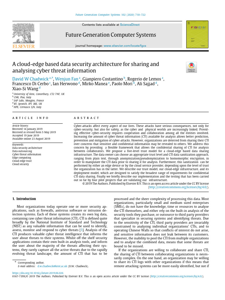 Secure Cloud-Edge CTI Sharing | PDF | Cloud Computing | Computer Security