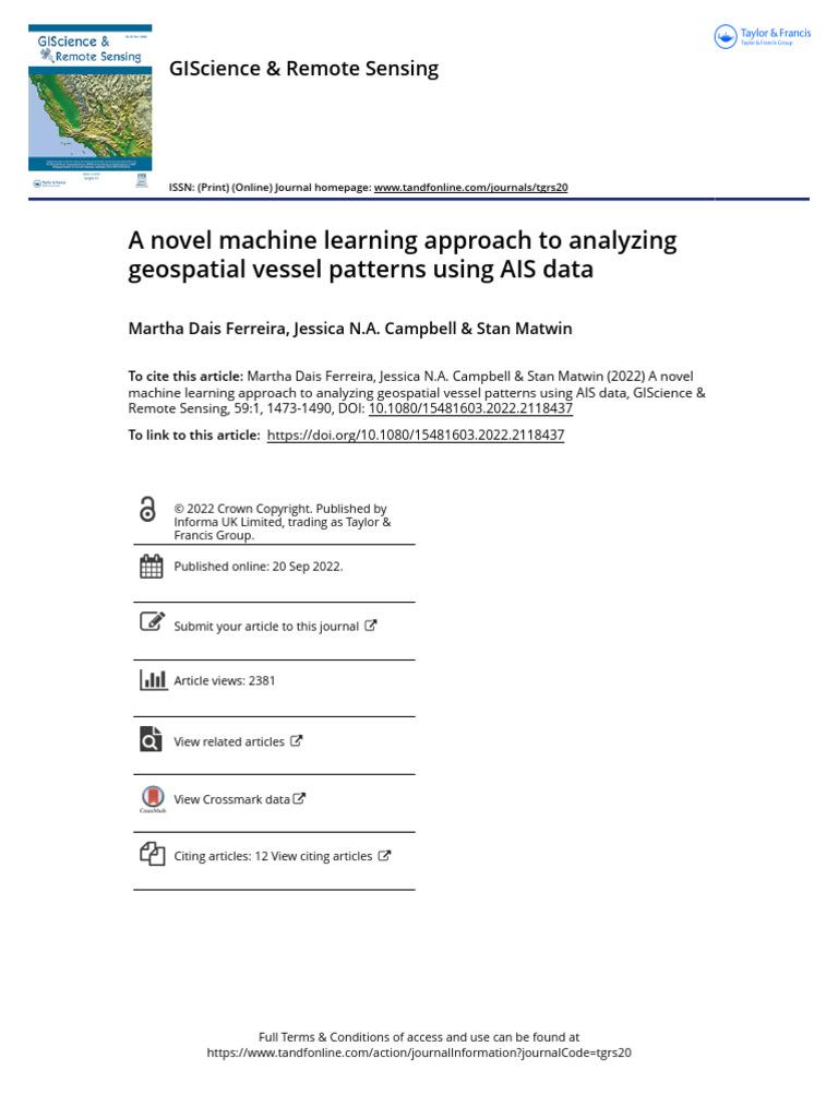 A Novel Machine Learning Approach To Analyzing Geospatial Vessel ...