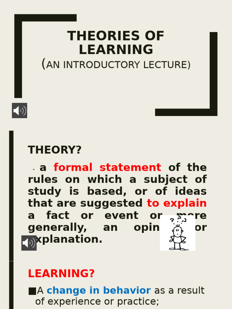 Theories-of-Learning-Intro-Lecture-1 2 | PDF