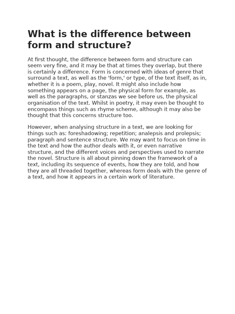 What is the difference between form and structure pdf