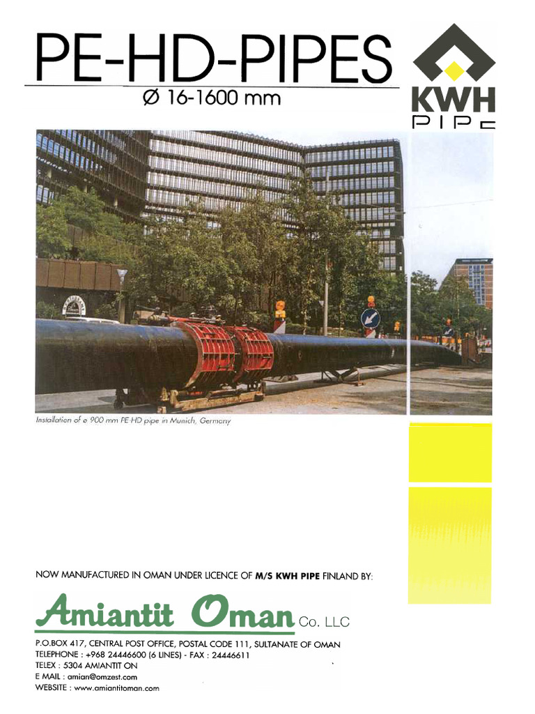 KWH PE-HD Pipe Specifications and Benefits | PDF | Pipe (Fluid ...