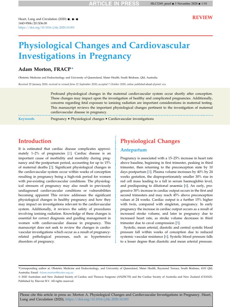Cardiovascular Changes in Pregnancy | PDF | Heart | Blood Pressure
