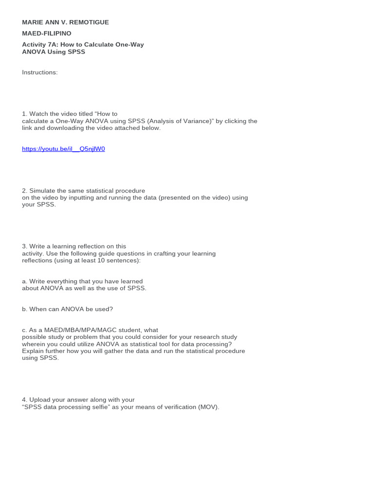 Act 7 Spss Pdf Analysis Of Covariance Statistics