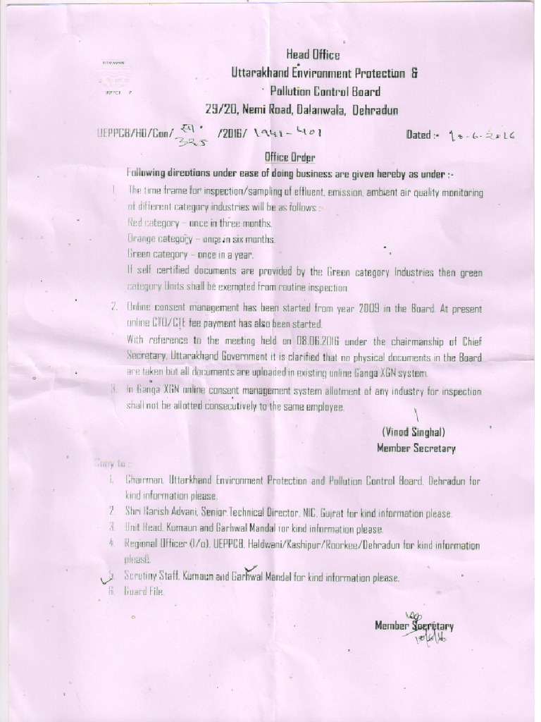 Orders For Routine Inspection and Clarification Regarding Paperless ...