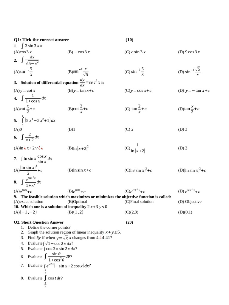 2nd Year Math Test No 7 (3-5) | PDF | Numerical Analysis | Applied ...