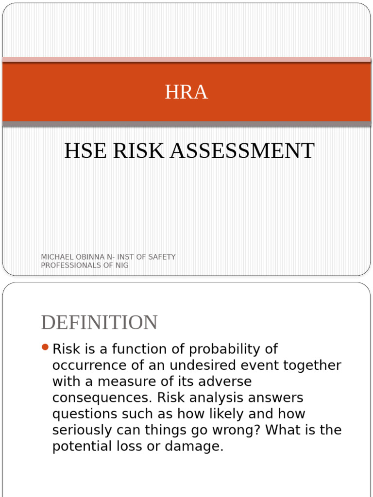 HSE Risk Assessment Overview and Guidelines | PDF | Risk | Waste