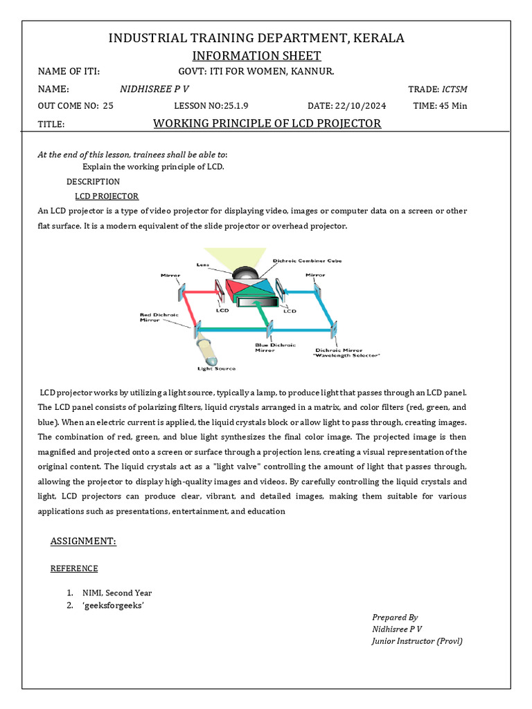 LCD Projector Working Principle Explained | PDF