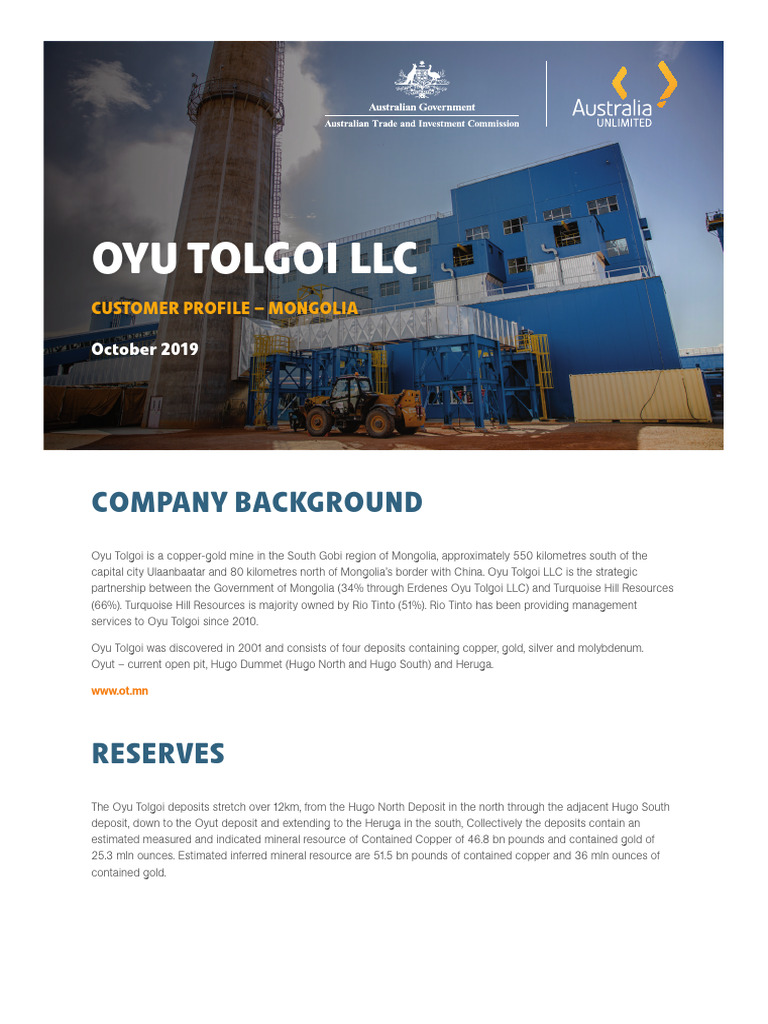 Oyu Tolgoi LLC: Mongolia Mining Overview | PDF | Mining