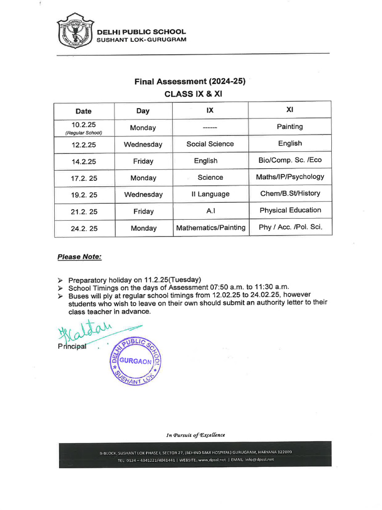 Final Assessment 202425 Classes IX and XI | PDF