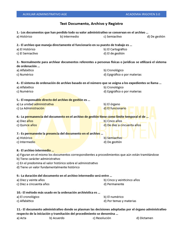 Test Documento Archivo y Registro | PDF | Gobierno