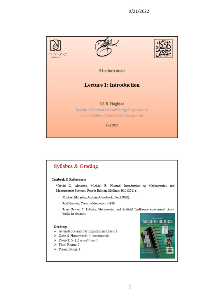 Mechatronics 1 Introduction | PDF | Mechatronics | Electronics