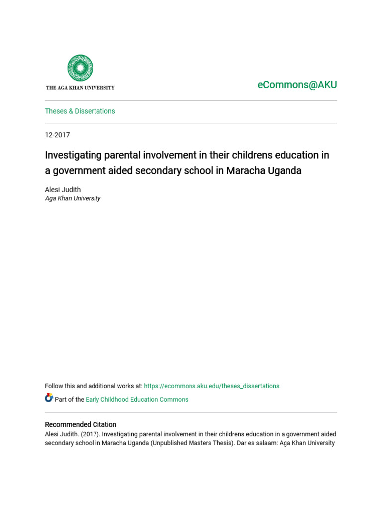 Investigating Parental Involvement in Their Childrens Education i | PDF ...