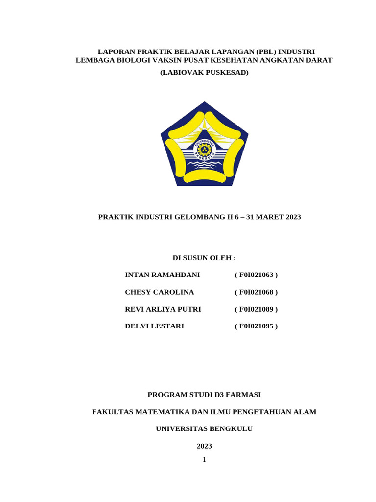Praktik Magang di Labiovak Puskesad | PDF