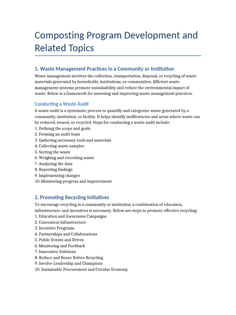 Composting and Waste Management Program | PDF