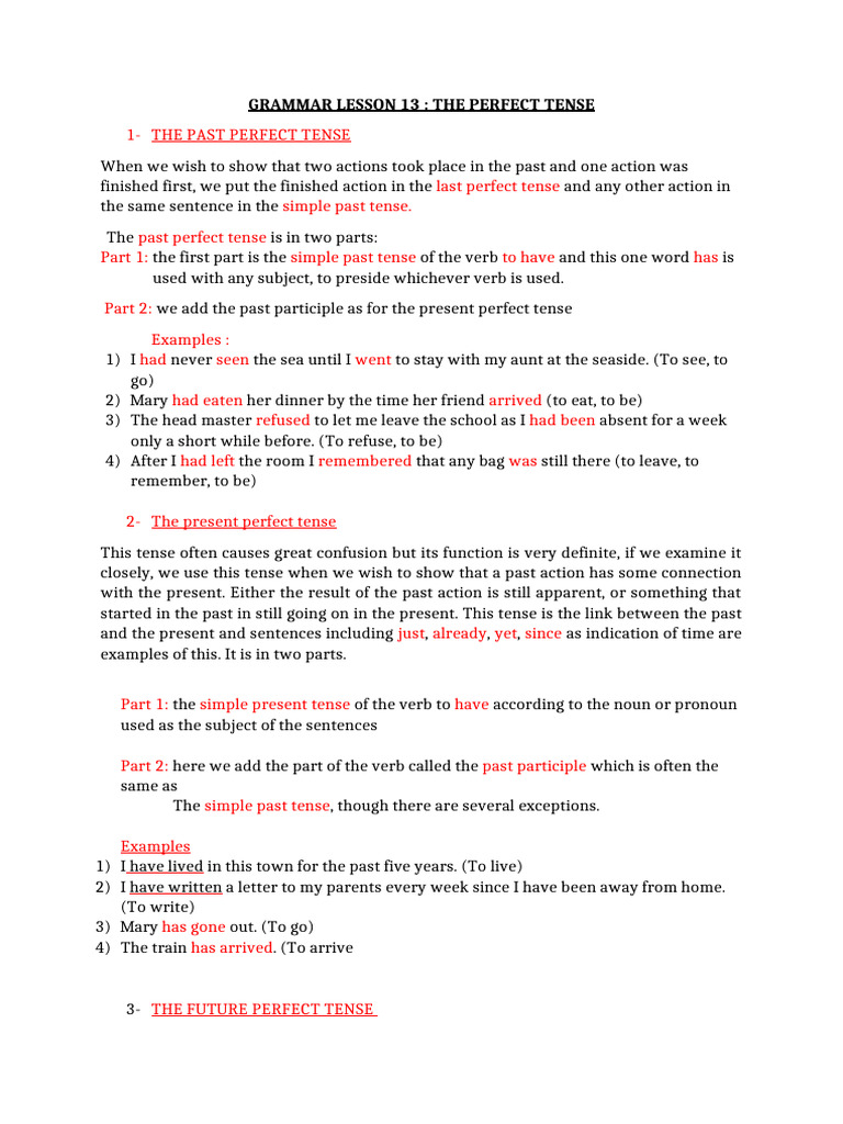 Understanding Perfect Tenses in English | PDF | Perfect (Grammar ...