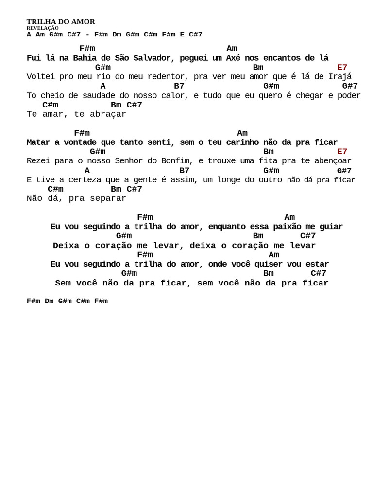 Trilha do Amor: Letra e Emoção | PDF