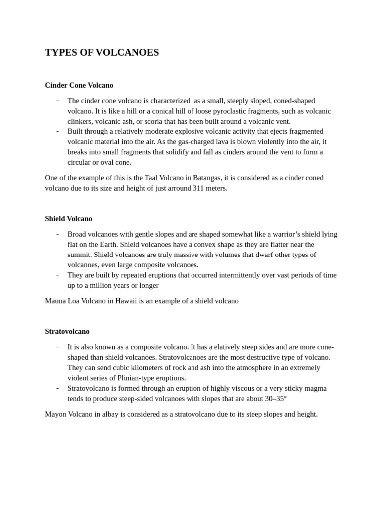 Types of Volcano (Explanation) | PDF