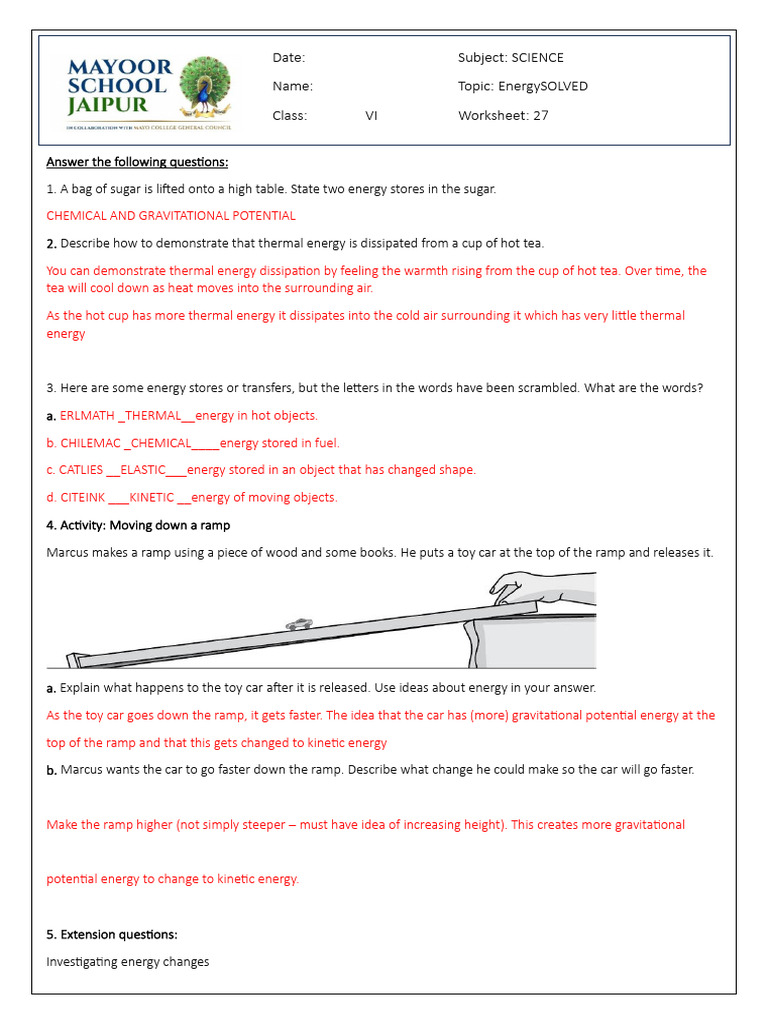 Energy Stores and Transfers Explained | PDF | Potential Energy ...