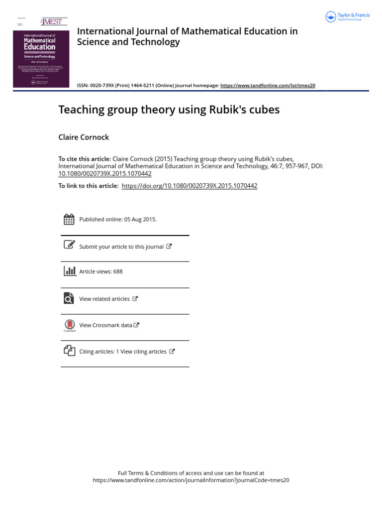 Teaching Group Theory with Rubik's Cubes | PDF | Group (Mathematics ...
