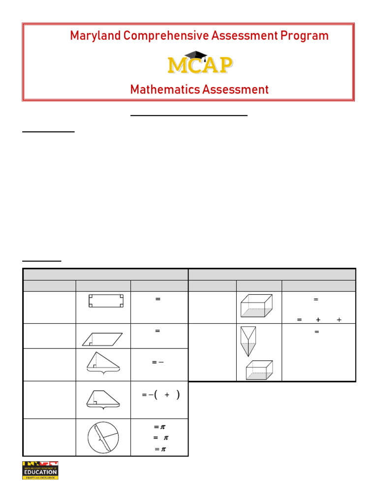 Grade 7 MCAP Math Reference Sheet | PDF | Area | Gallon