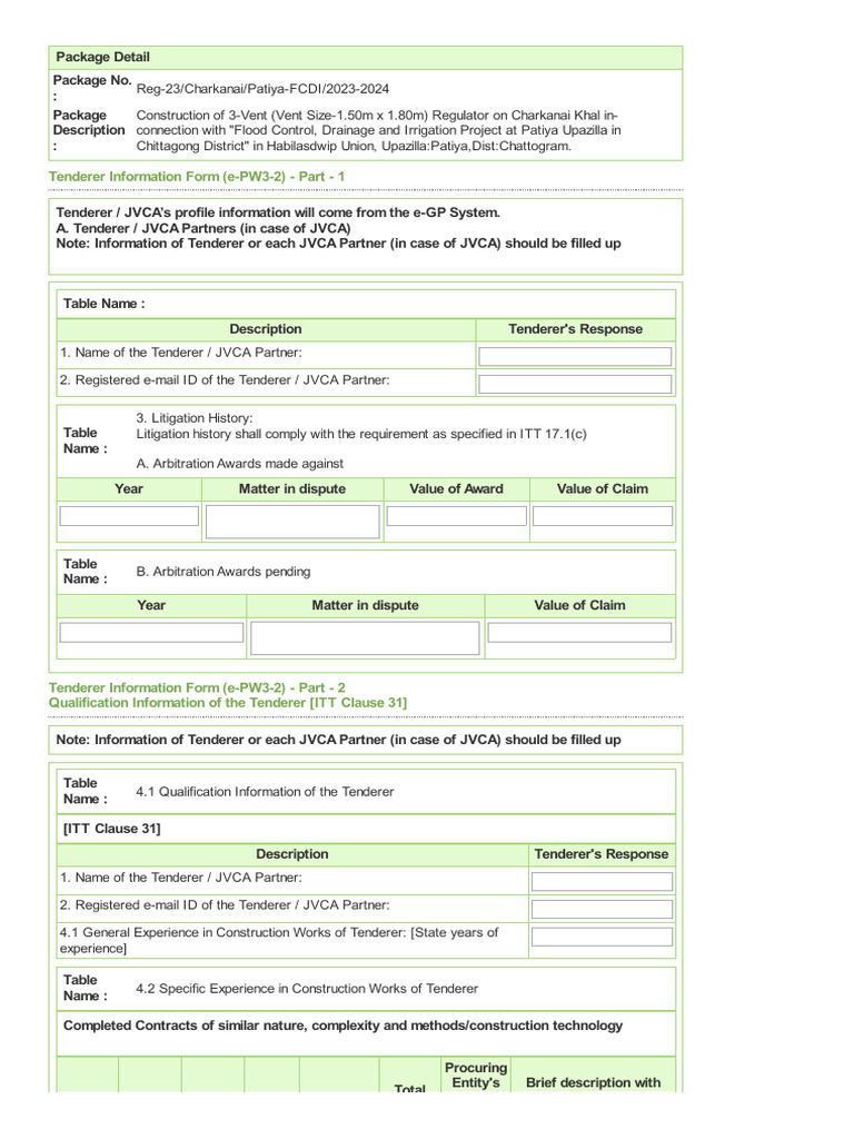Charkanai Khal Regulator Construction Tender | PDF | Bankruptcy ...