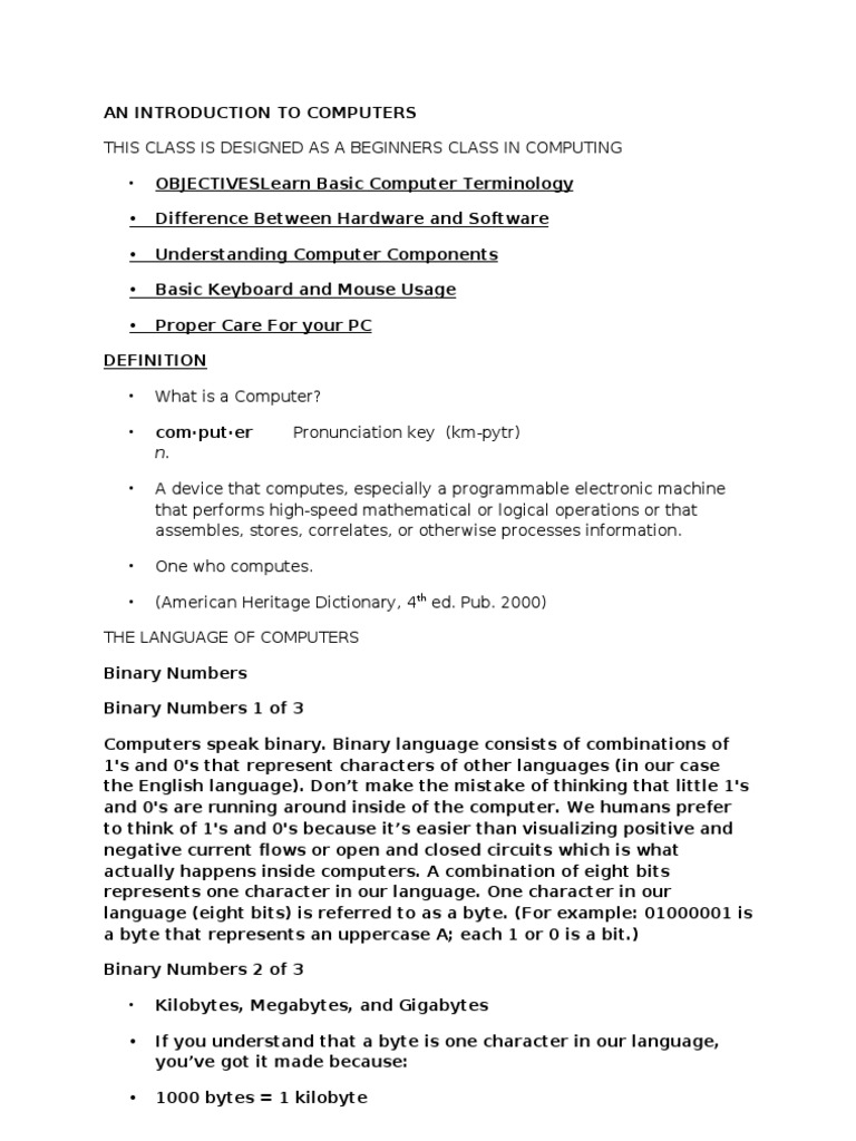 An Introduction To Computers | PDF