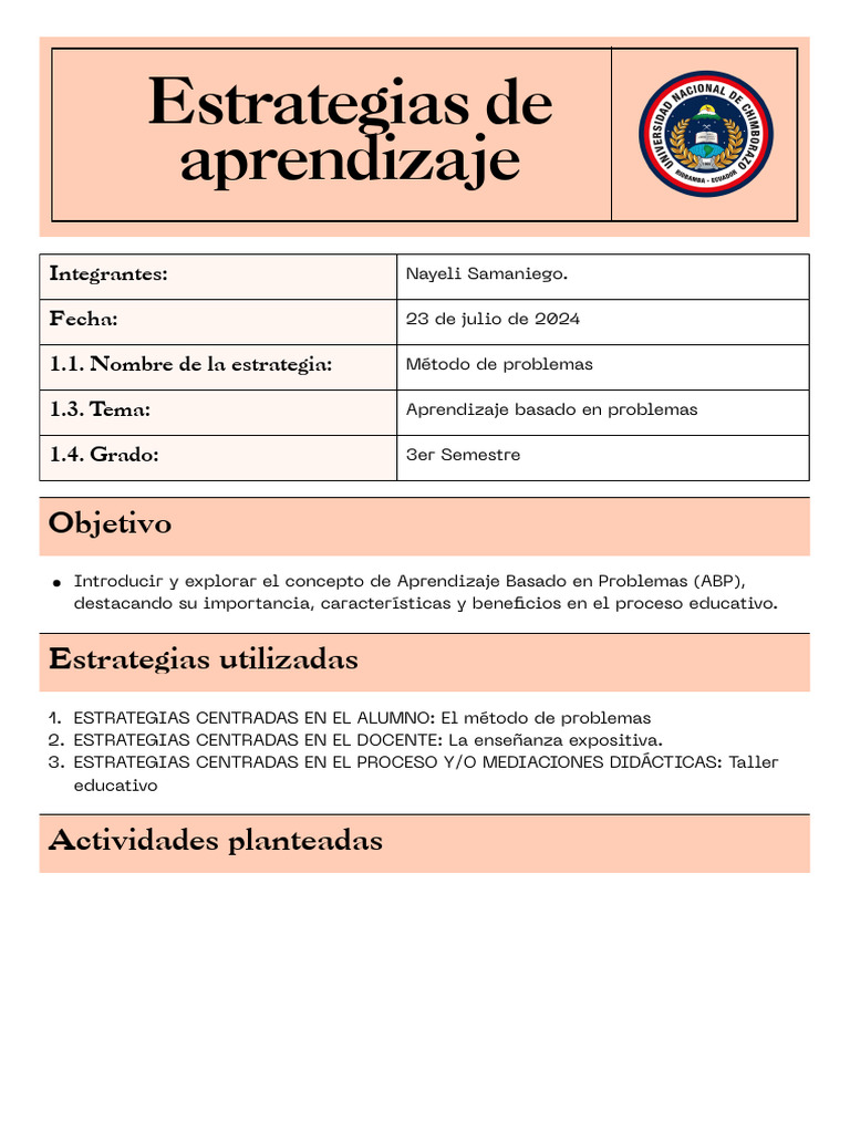 Estrategias de Aprendizaje ABP | PDF | Enseñando | Aprendizaje