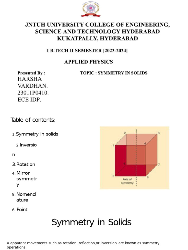 Symmetry in Solids.pdf | PDF | Rotation | Space