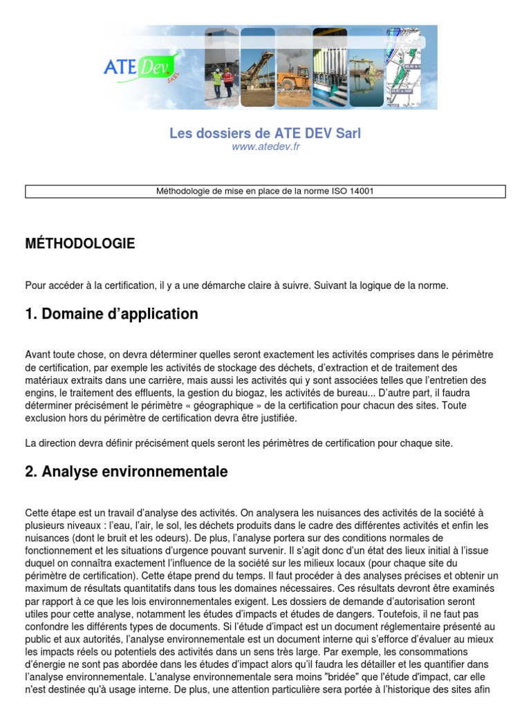 Methodologie de Mise en Place de La Norme ISO 14001 | PDF ...