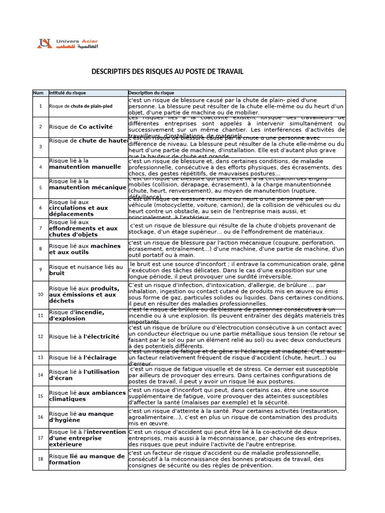 Template Évaluation Des Risques+ Lexique | PDF | Bruit | Risque