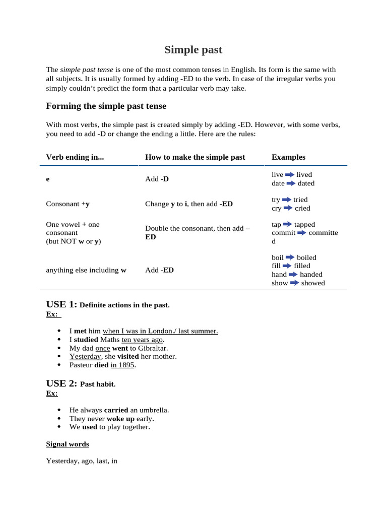 40 Simple Past The Course | PDF