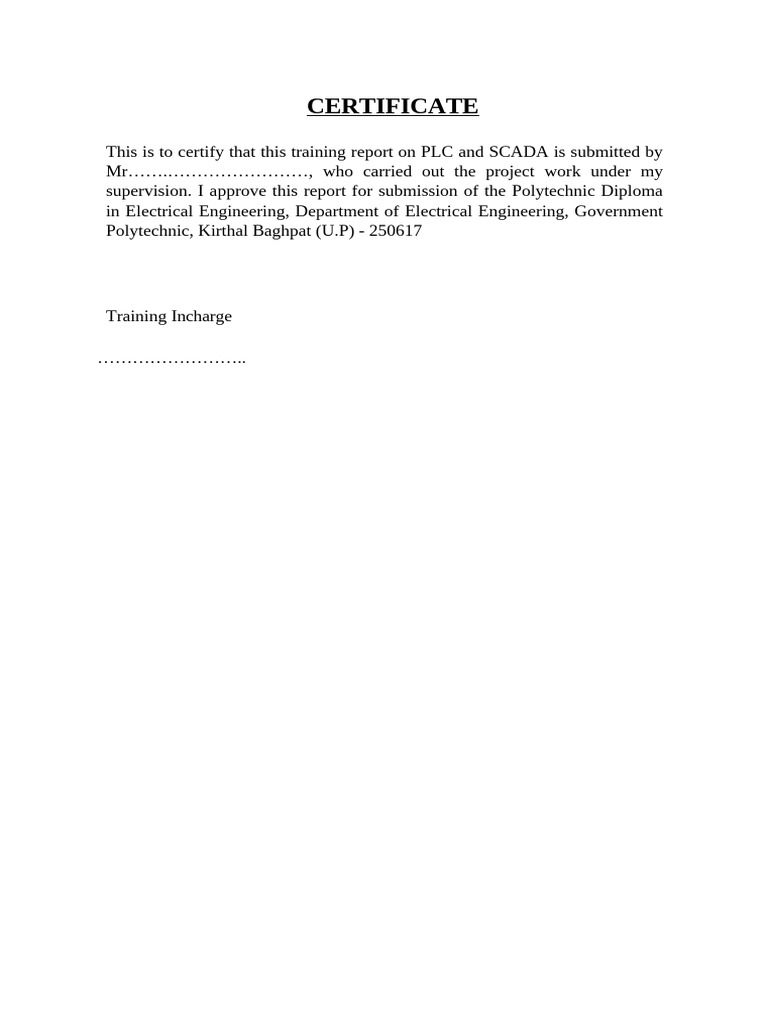 PLC and SCADA Training Report | PDF | Programmable Logic Controller ...