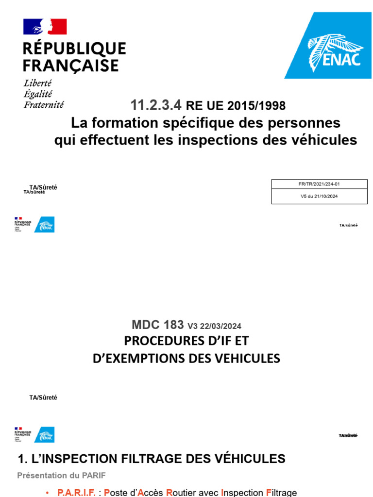Inspection Filtrage des Véhicules au PARIF | PDF | Aéroport | Véhicules